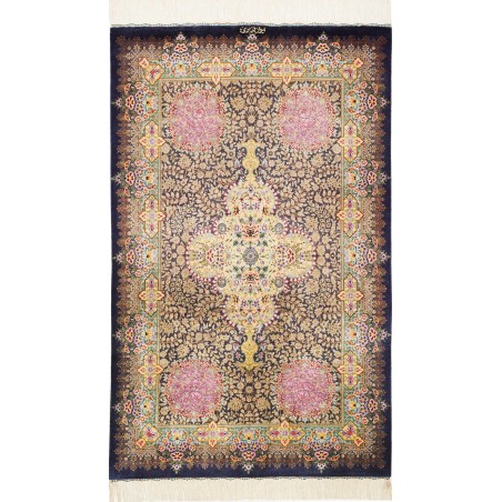 Tappeto Ghom seta Persia marrone grigio 78x128
