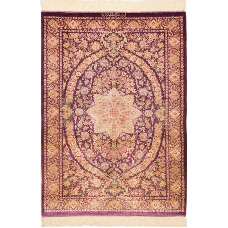Tappeto Ghom seta Persia marrone 80x117