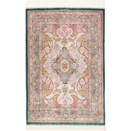 Tappeto Ghom seta Persia bianco grigio 80x119