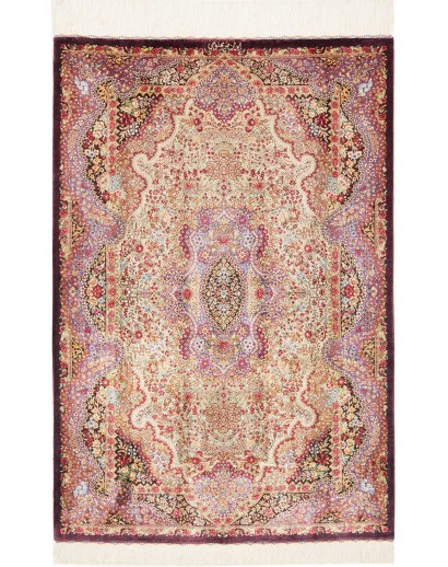 Tappeto Ghom seta Persia giallo rosso 80x121
