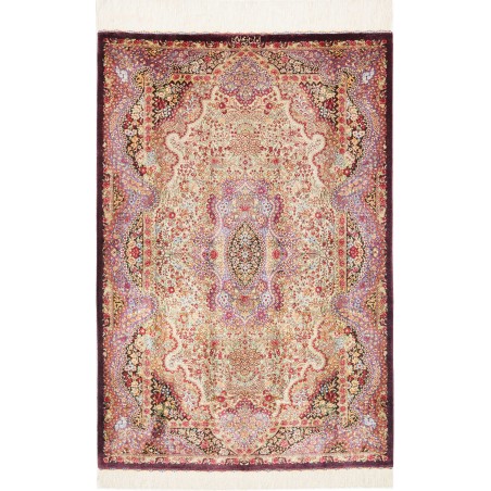 Tappeto Ghom seta Persia giallo rosso 80x121