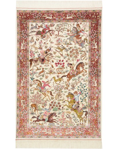 Tappeto Ghom seta Persia giallo marrone 100x153