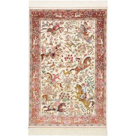 Tappeto Ghom seta Persia giallo marrone 100x153