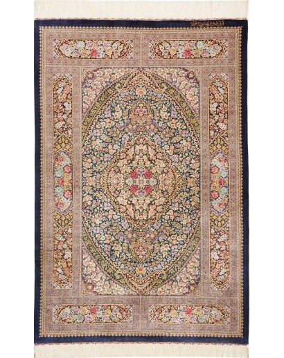 Tappeto Ghom seta Persia marrone verde 101x155