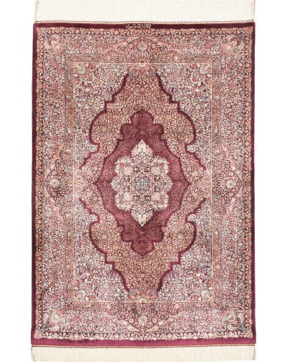 Tappeto Ghom seta Persia bianco 100x143