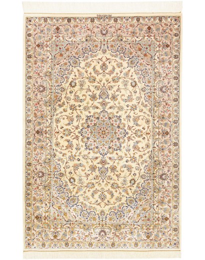 Tappeto Ghom seta Persia giallo marrone 100x150