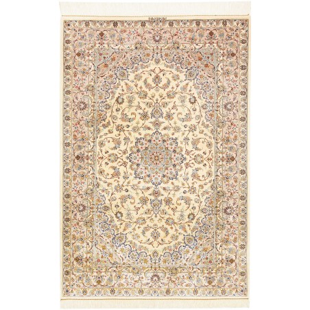 Tappeto Ghom seta Persia giallo marrone 100x150