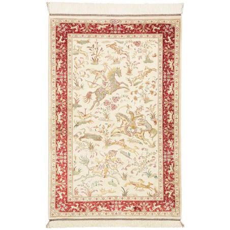 Tappeto Ghom seta Persia giallo marrone 74x114