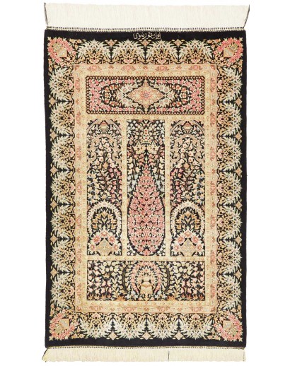 Tappeto Ghom seta Persia giallo grigio 60x93