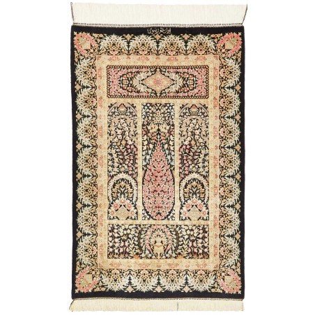 Tappeto Ghom seta Persia giallo grigio 60x93