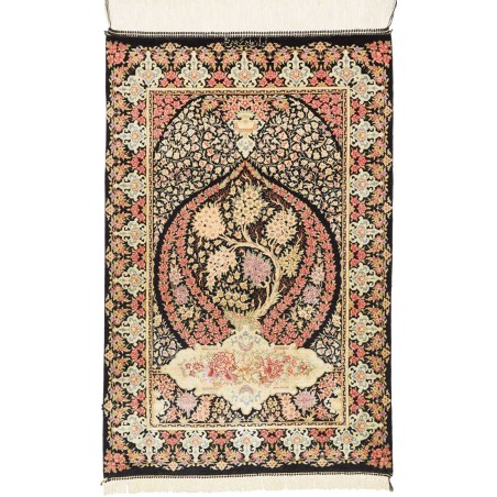 Tappeto Ghom seta Persia marrone blu 57x88