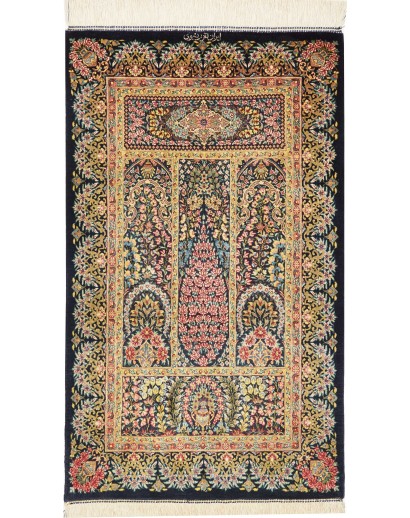 Tappeto Ghom seta Persia marrone grigio 57x97