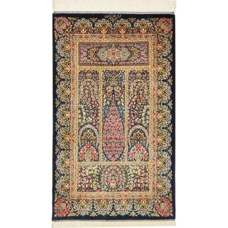 Tappeto Ghom seta Persia marrone grigio 57x97