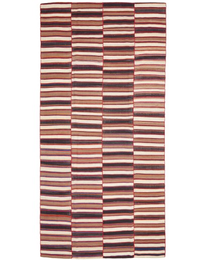 Tappeto Kilim Mazandaran Vintage Persia rosso bianco 194x392
