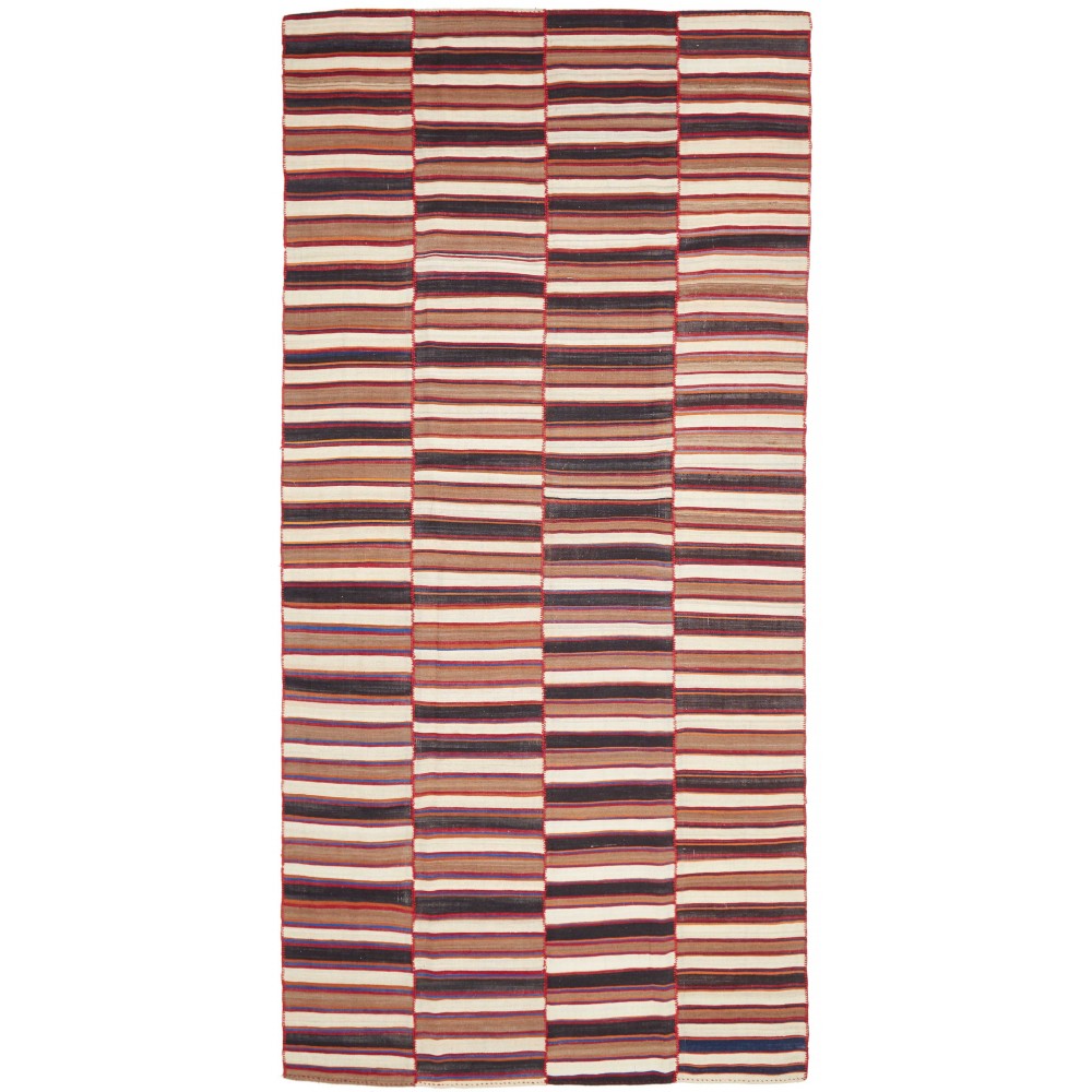 Tappeto Kilim Mazandaran Vintage Persia rosso bianco 194x392