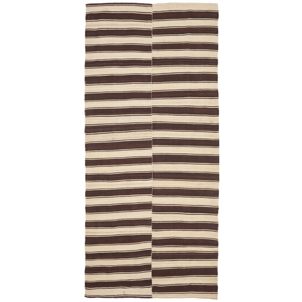 Tappeto Kilim Mazandaran Vintage Persia grigio verde 147x328