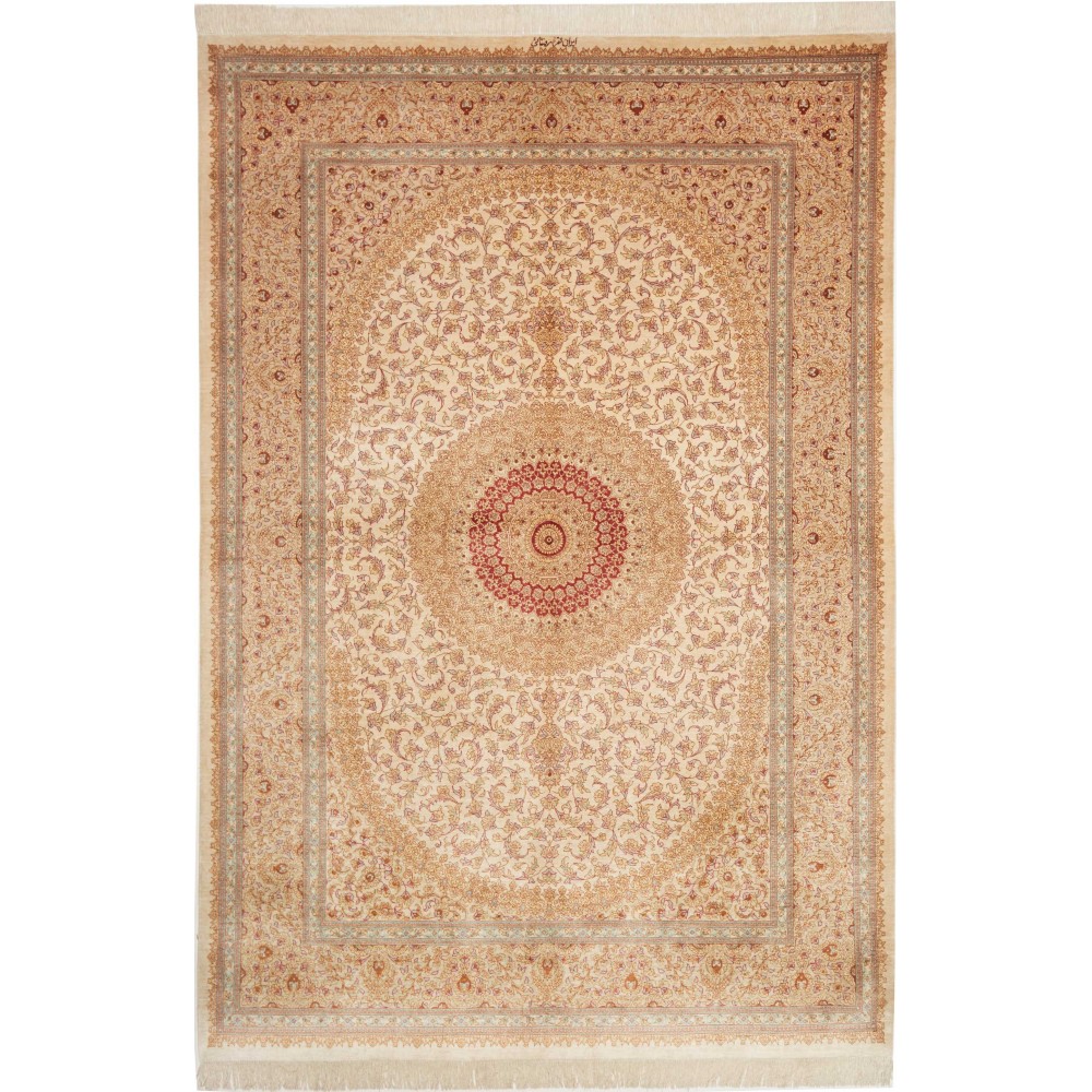 Tappeto Ghom seta Persia marrone rosso 161x237