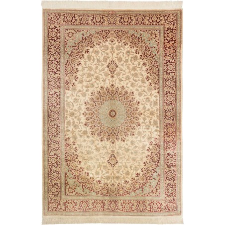 Tappeto Ghom seta Persia marrone giallo 132x200