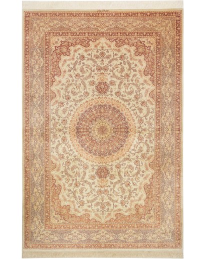 Tappeto Ghom seta Persia marrone giallo 160x243