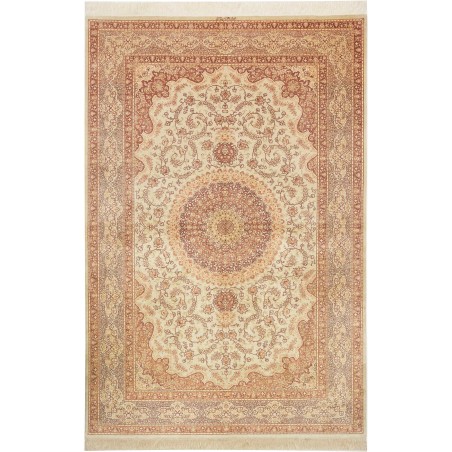 Tappeto Ghom seta Persia marrone giallo 160x243