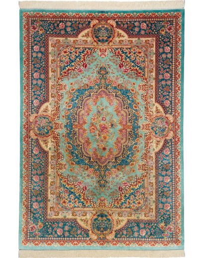 Tappeto Ghom seta Persia marrone grigio 159x233