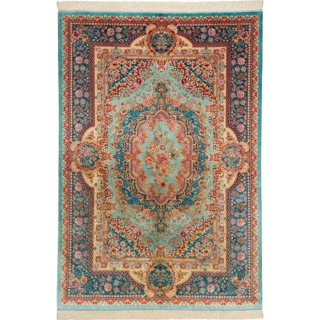 Tappeto Ghom seta Persia marrone grigio 159x233
