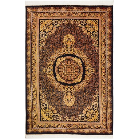 Tappeto Ghom seta Persia marrone bianco 135x200
