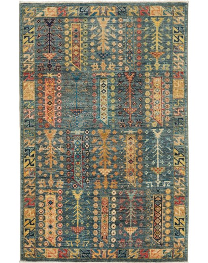 Tappeto Tribal Pakistan azzurro marrone 100x154