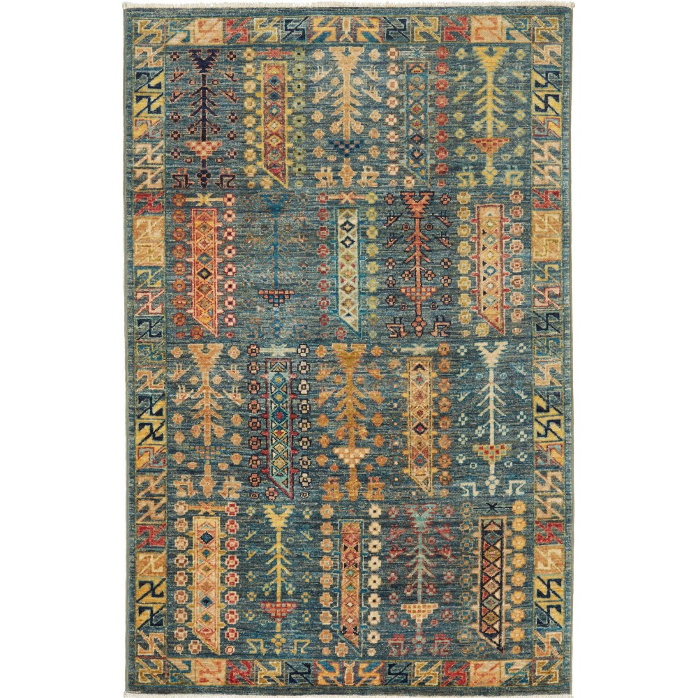 Tappeto Tribal Pakistan azzurro marrone 100x154