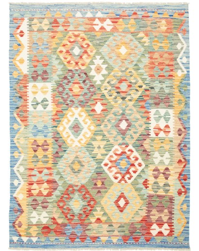 Tappeto Kilim Afghanistan beige arancione 128x175