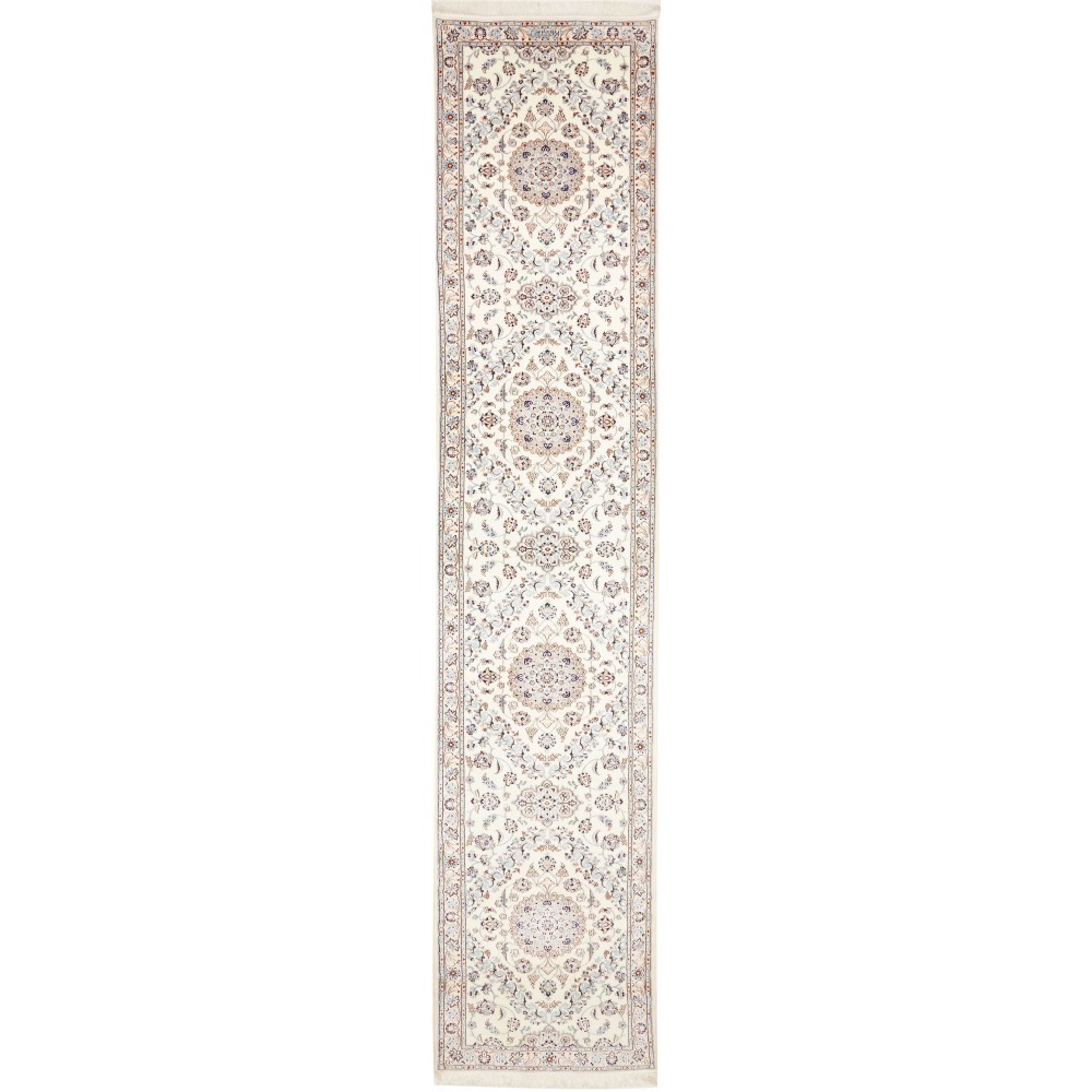 Tappeto Nain 6La Persia bianco azzurro 82x415