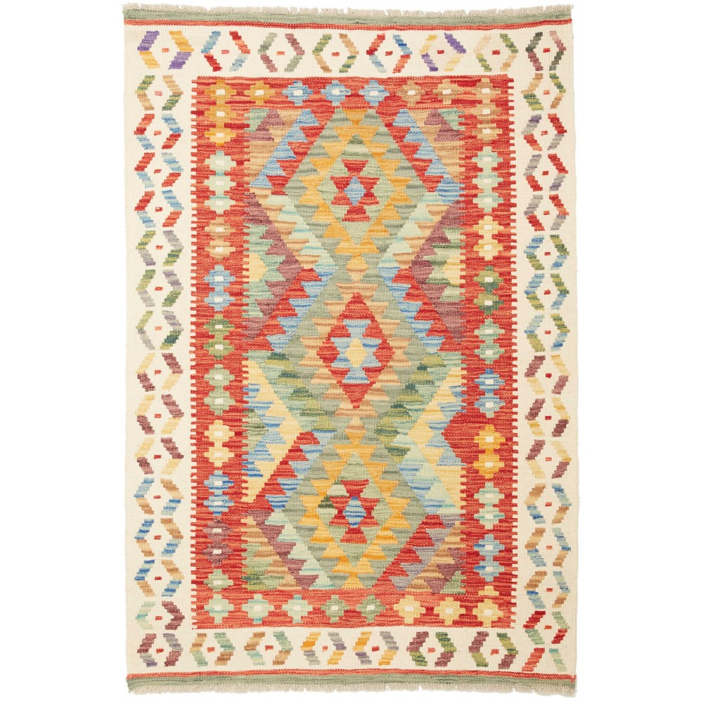 Tappeto Kilim Afghanistan marrone bianco 102x150