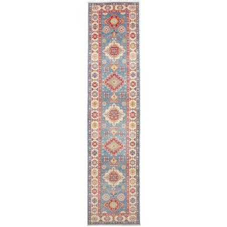 Tappeto Kazak Afghanistan azzurro grigio 89x393