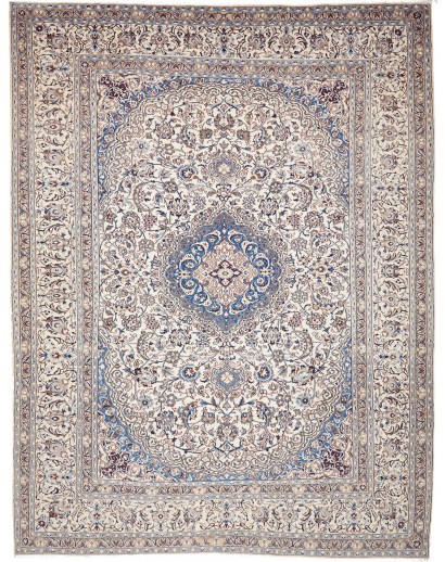 Tappeto Nain Kashmar Persia bianco azzurro 303x400