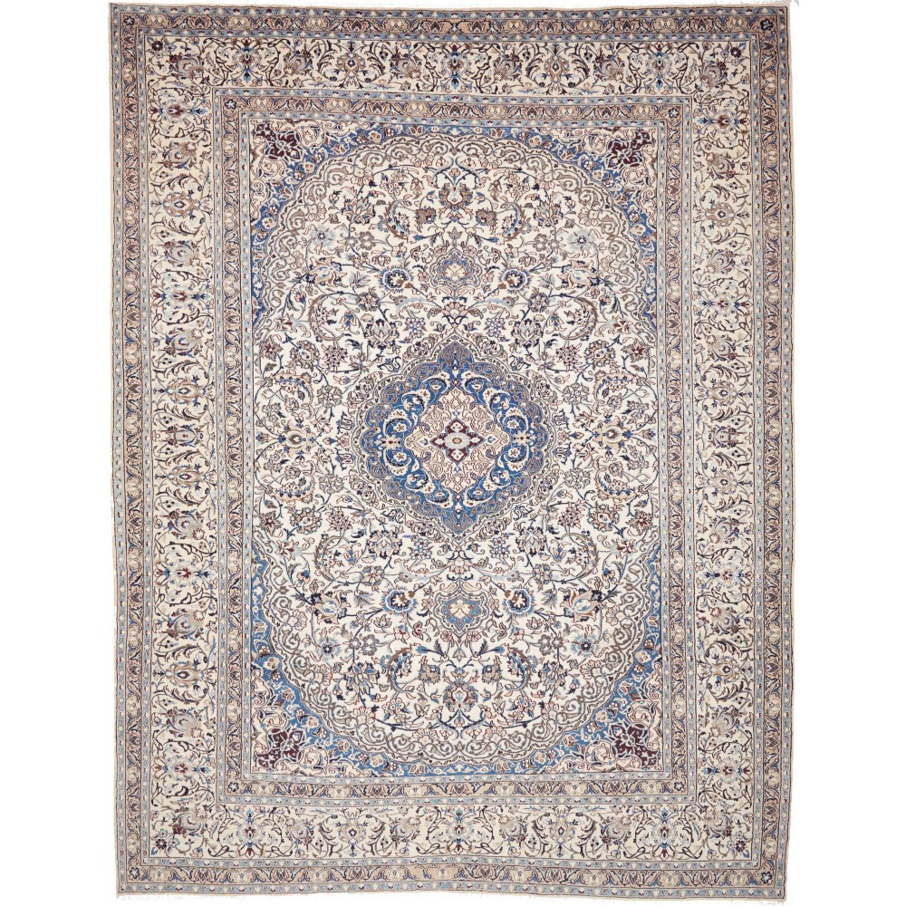 Tappeto Nain Kashmar Persia bianco azzurro 303x400