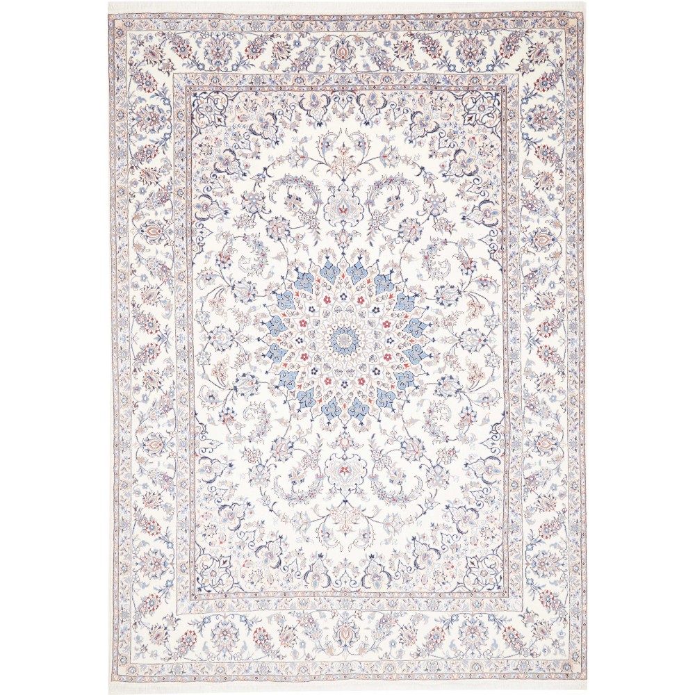 Tappeto Nain Kashmar Persia bianco azzurro 253x354
