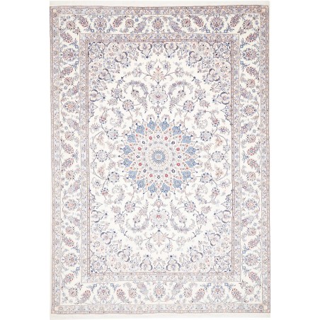Tappeto Nain Kashmar Persia bianco azzurro 253x354