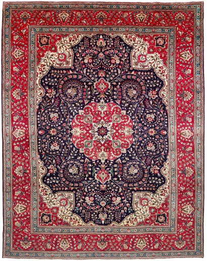 Tappeto Tabriz Persia marrone bianco 304x394