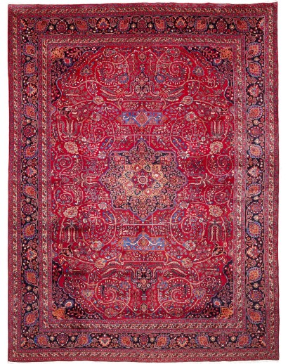 Tappeto Mashad Persia marrone rosso 303x400