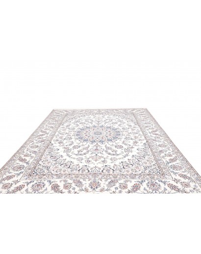 Tappeto Nain Kashmar Persia bianco azzurro 253x354