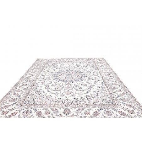 Tappeto Nain Kashmar Persia bianco azzurro 253x354