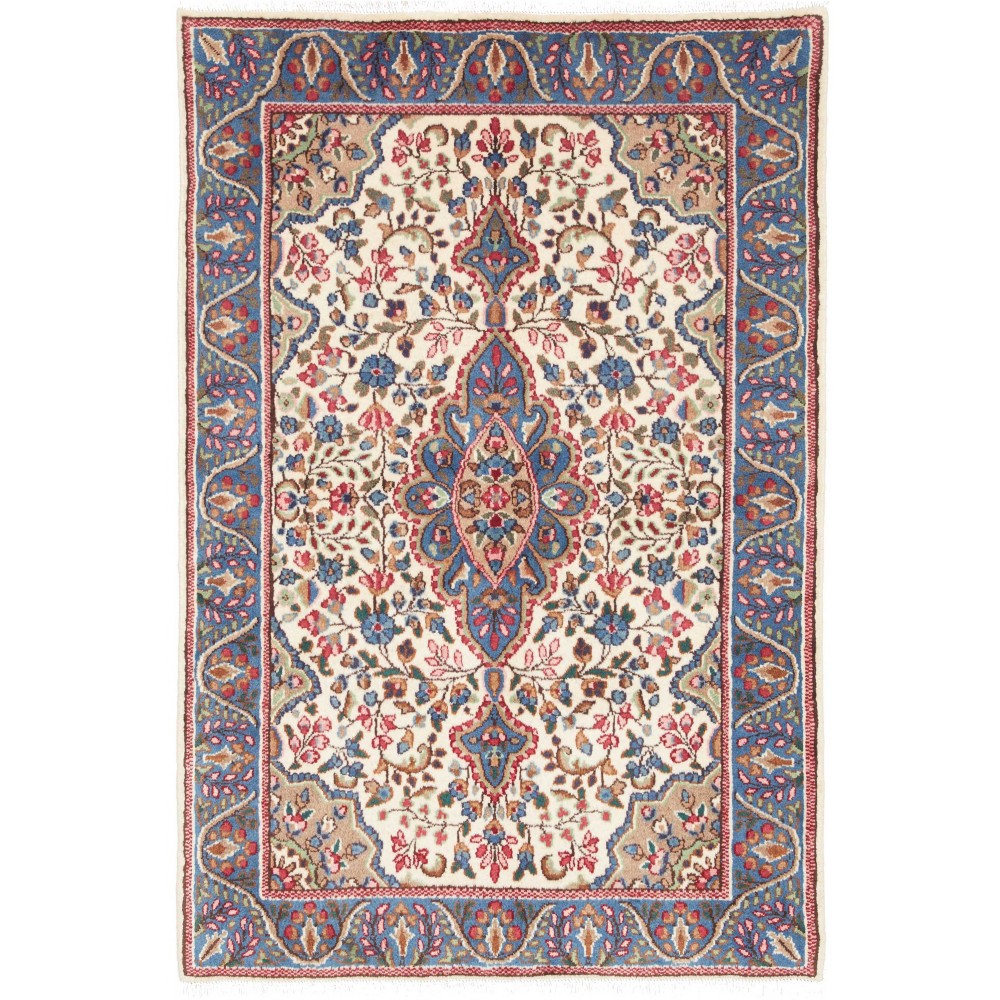Tappeto Kerman Persia beige azzurro 92x140