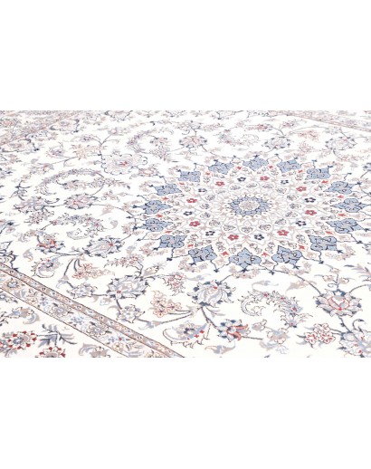 Tappeto Nain Kashmar Persia bianco azzurro 253x354