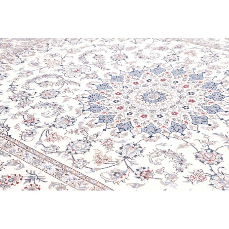 Tappeto Nain Kashmar Persia bianco azzurro 253x354