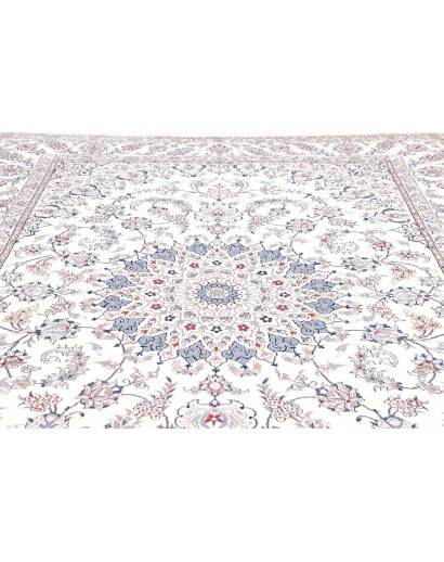 Tappeto Nain Kashmar Persia bianco azzurro 253x354