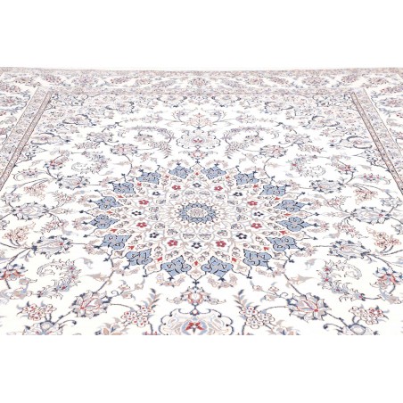 Tappeto Nain Kashmar Persia bianco azzurro 253x354