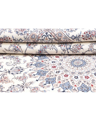 Tappeto Nain Kashmar Persia bianco azzurro 253x354