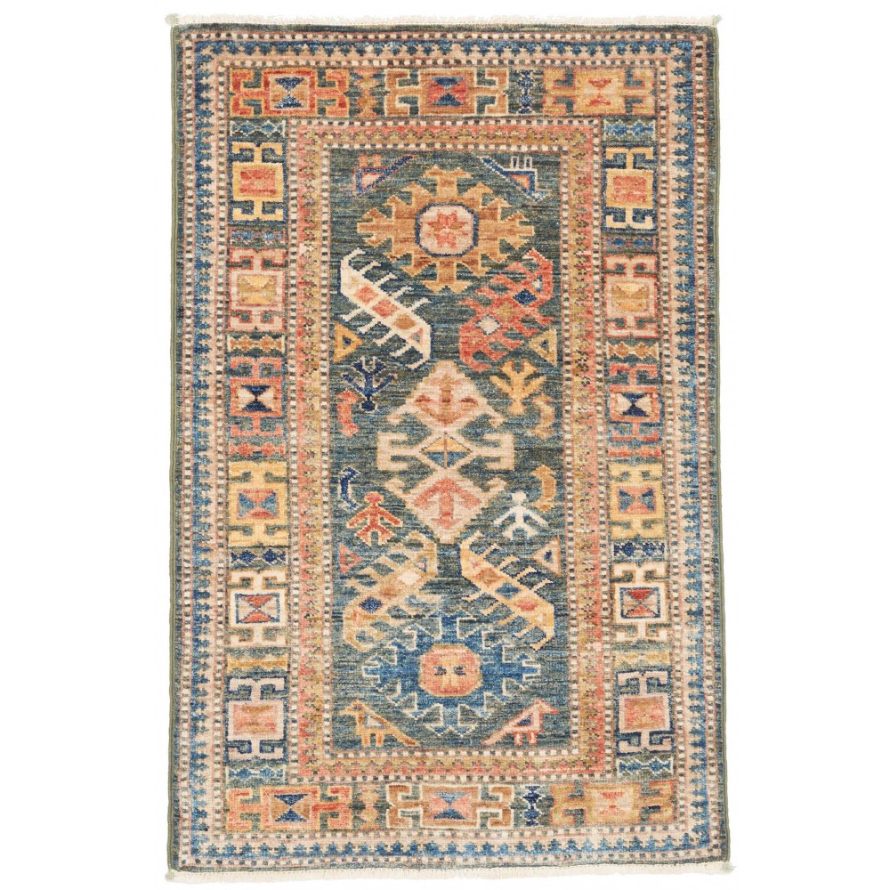 Tappeto Kazak Fine Pakistan marrone bianco 63x97