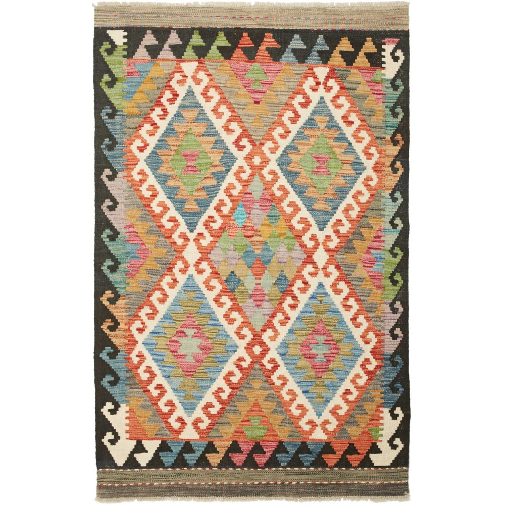 Tappeto Kilim Afghanistan marrone bianco 100x156