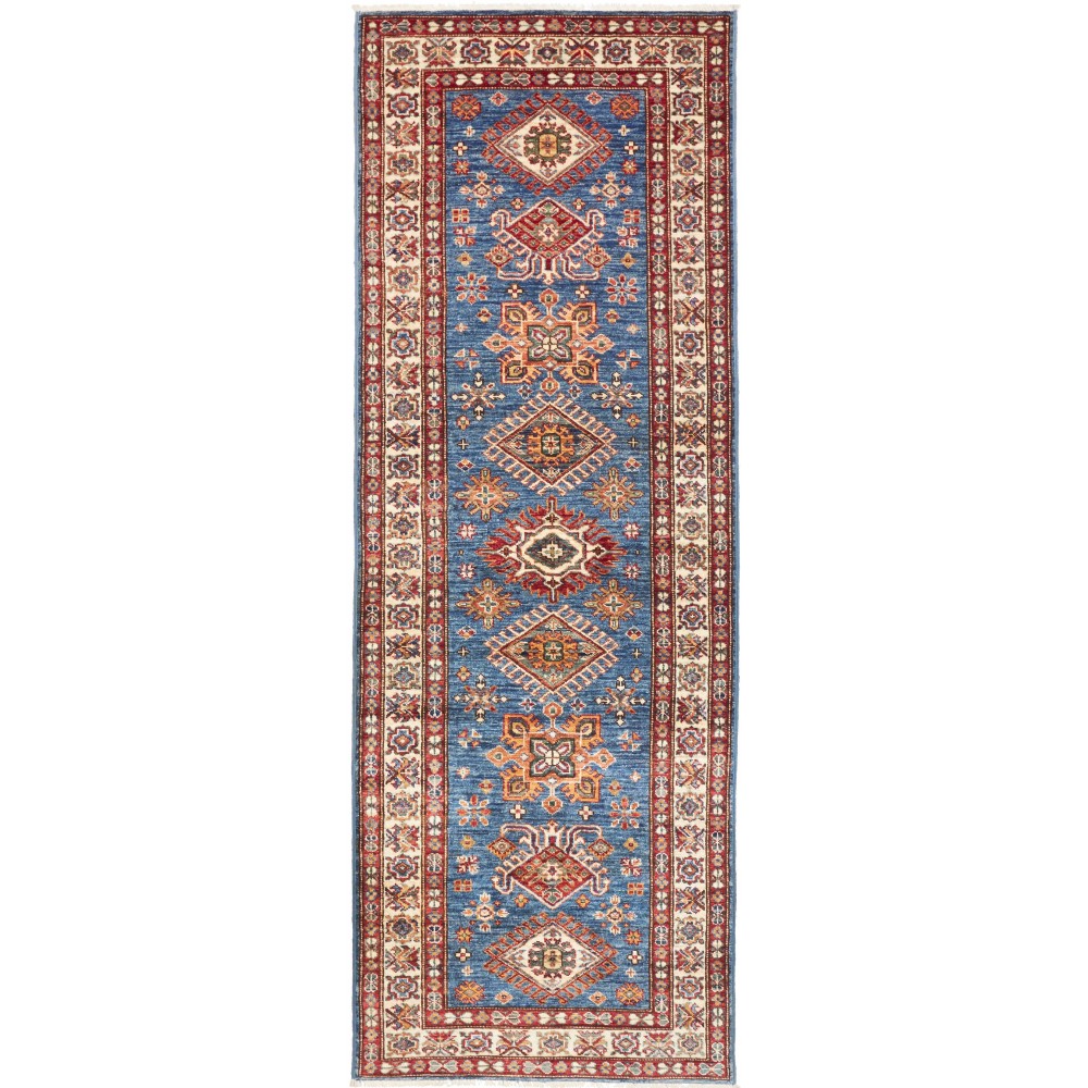 Tappeto Kazak Fine Pakistan bianco grigio 83x245
